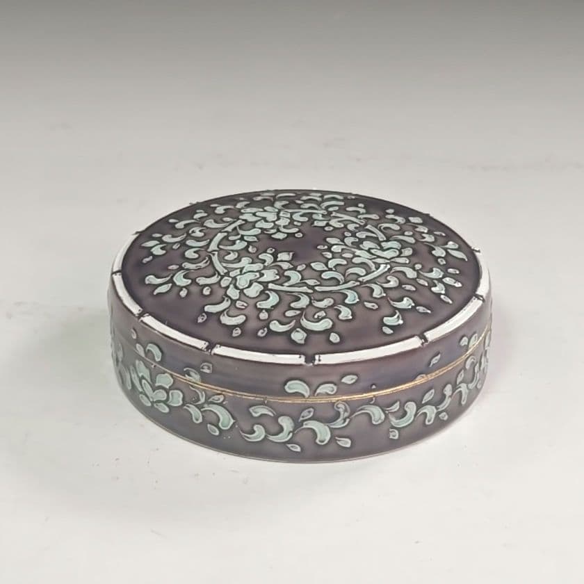 ウ273 香合『中村翠嵐』『紫交趾 唐草 香合 共箱』茶道具