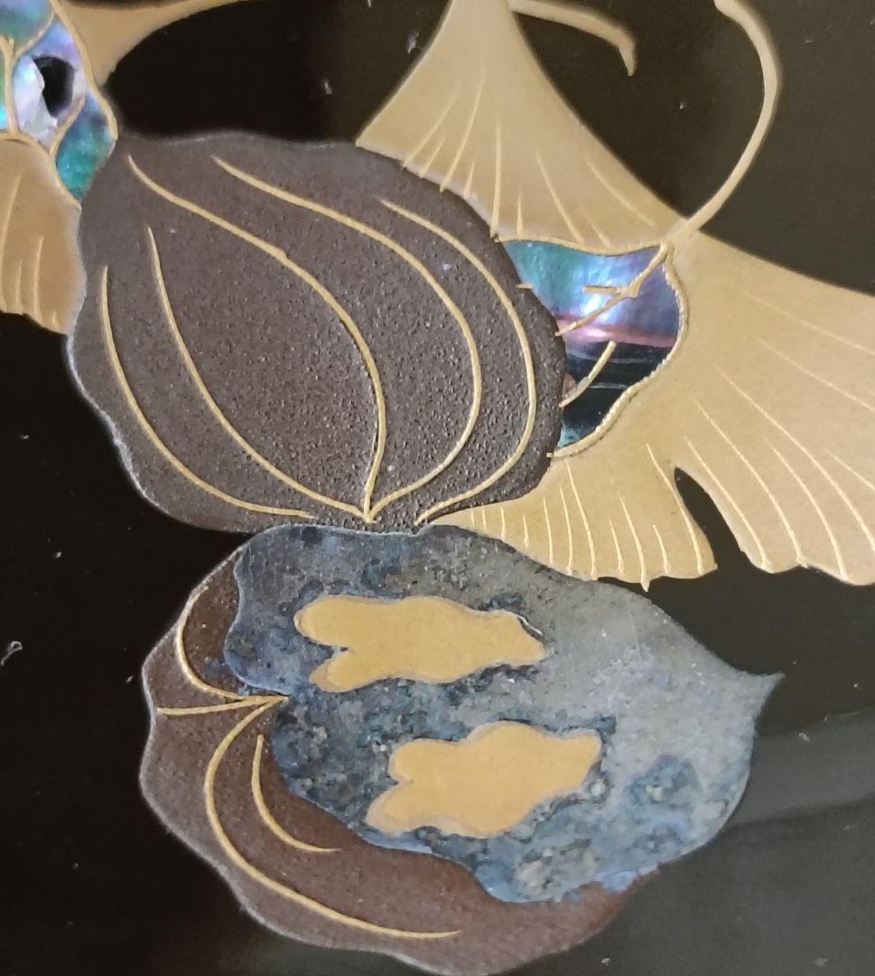 金彩銀杏に胡桃漆椀 5客揃い 汁椀