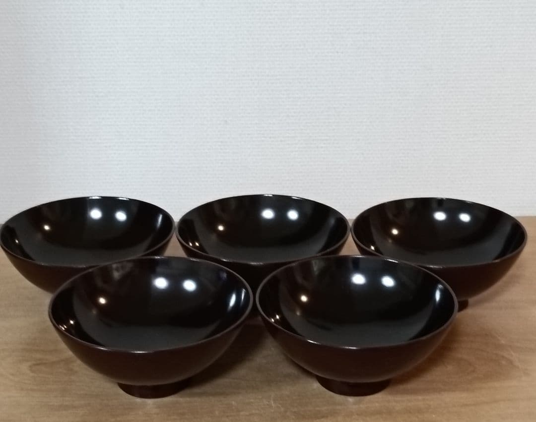 金彩銀杏に胡桃漆椀 5客揃い 汁椀