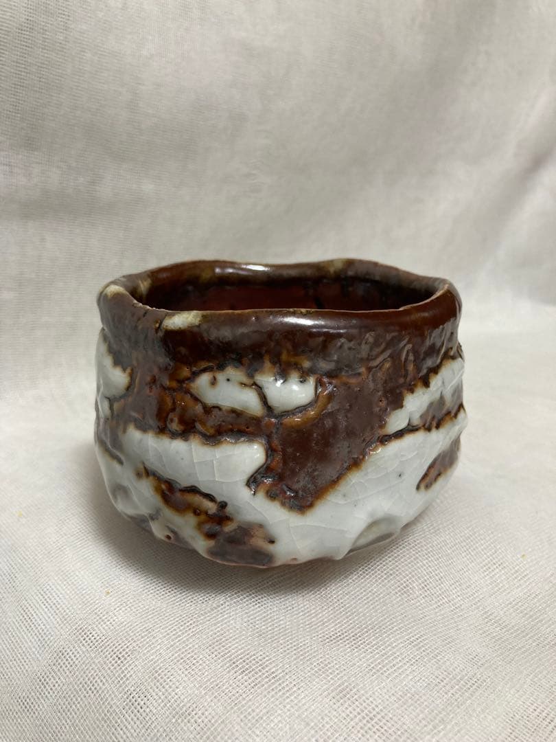 信楽焼／木戸はふり志野茶碗／A56 志野焼とは其の参 半筒