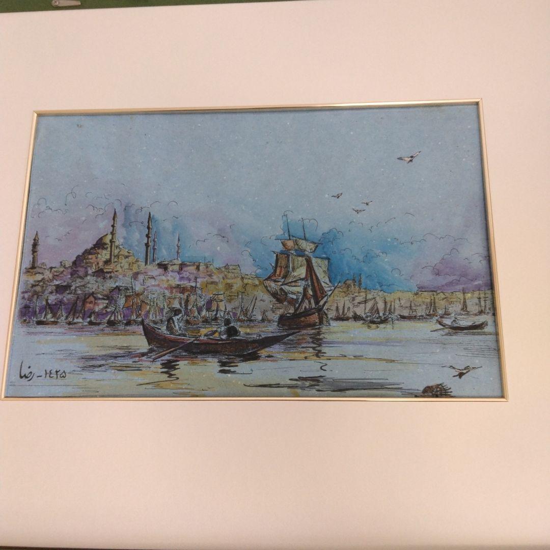 E-121 イスラム寺院 ジャーミーのある風景画 トルコ E-121 イスラム