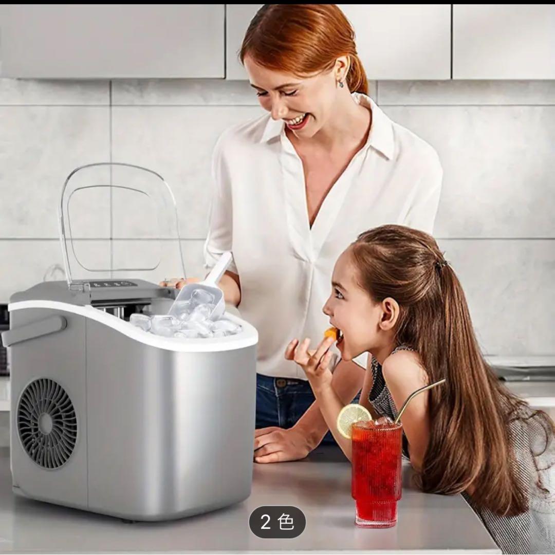家庭用製氷機 シルバー色 6分ごとSLセルフクリーニングバスケット