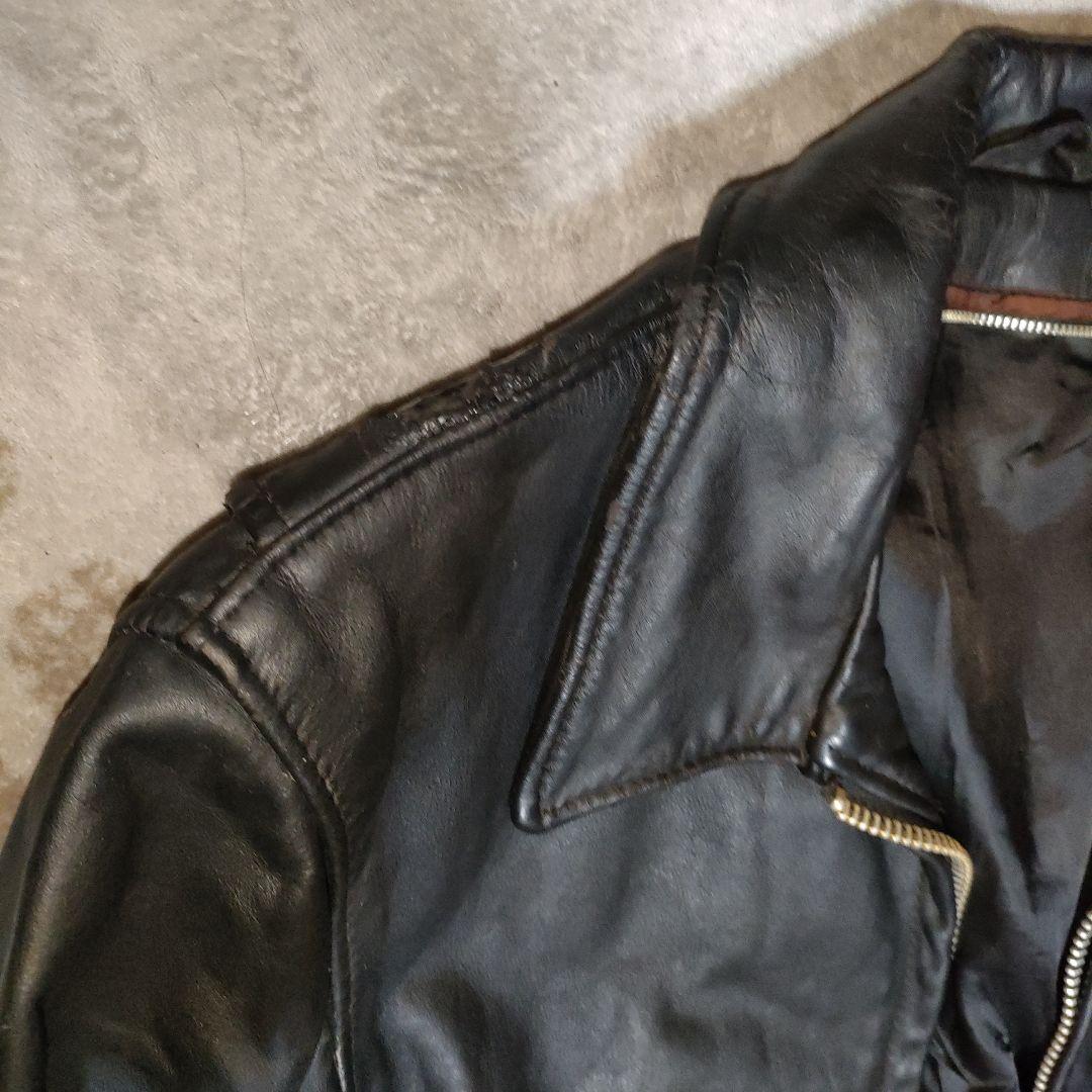 D*A様 人気定番Schot642襟付シングルライダースジャケット38ダメなら交