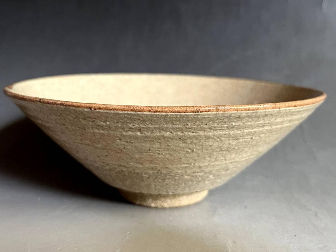 茶碗□唐津 松本鎧山造 平茶碗 粉引 白釉 夏茶碗 抹茶