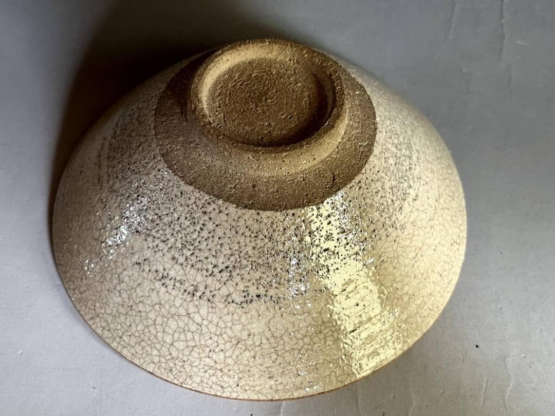 茶碗□唐津 松本鎧山造 平茶碗 粉引 白釉 夏茶碗 抹茶