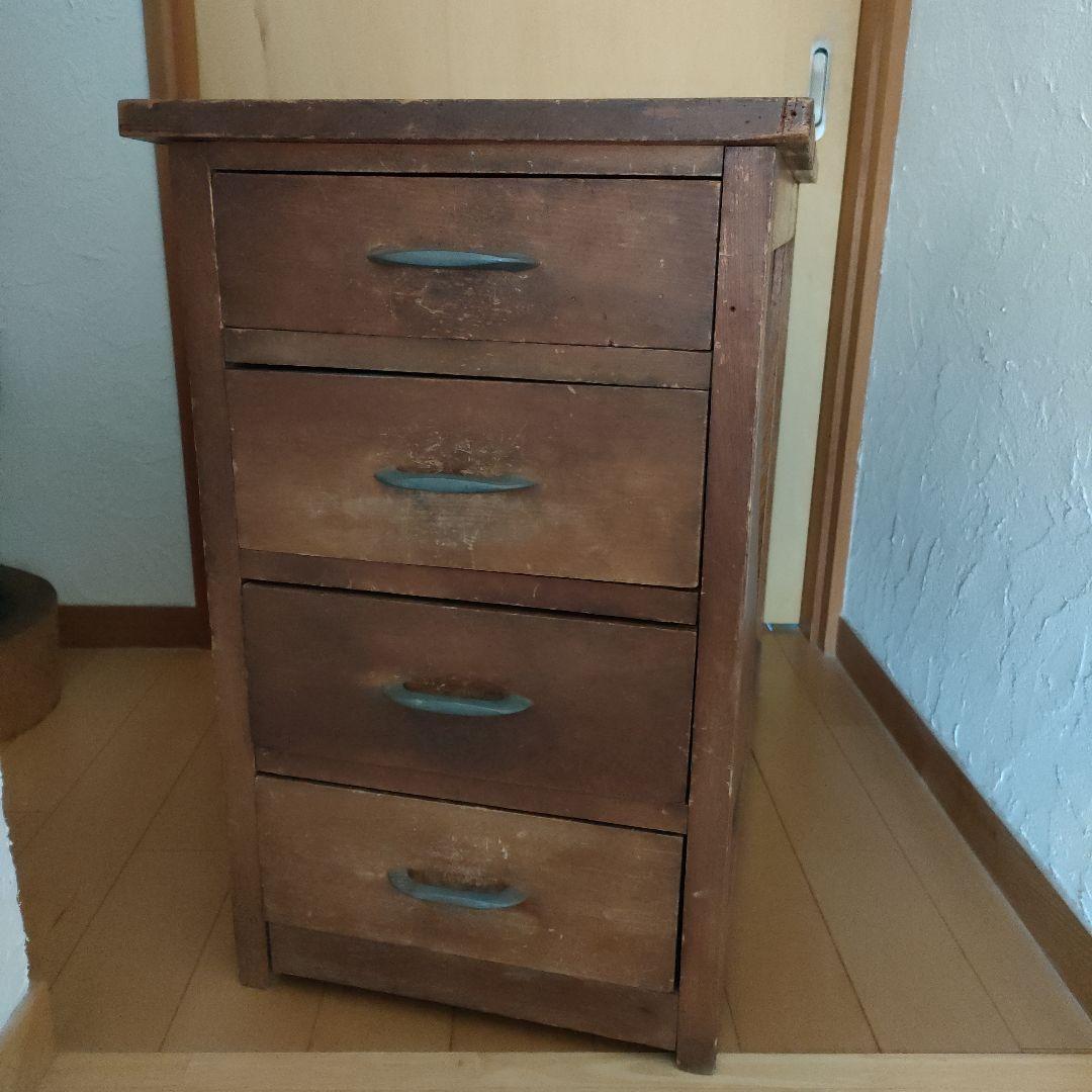 アンティーク サイドチェスト 袖机 書類棚 昭和レトロ