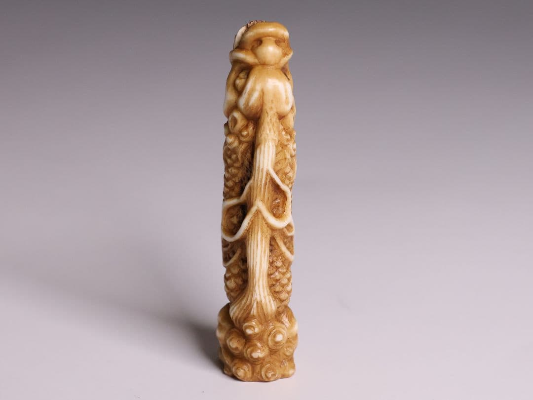 時代 堤物 根付 置物 鹿角 麒麟 全長7.6cm 神獣 彫刻【CM258】 - メルカリ