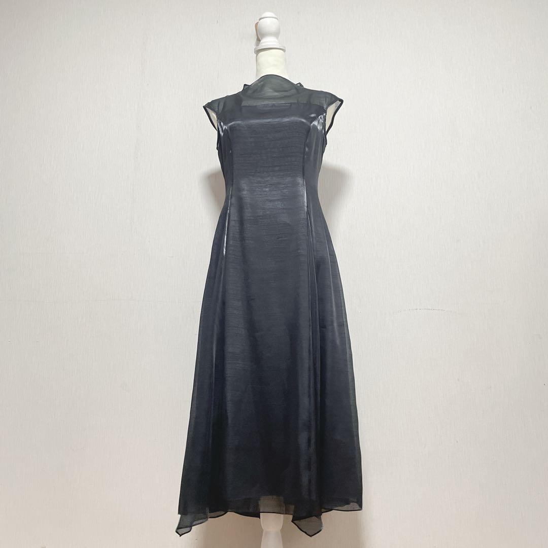 最終価格　東京ソワール コウガマリコ ドレス　Lサイズ フレンチスリーブ 光沢