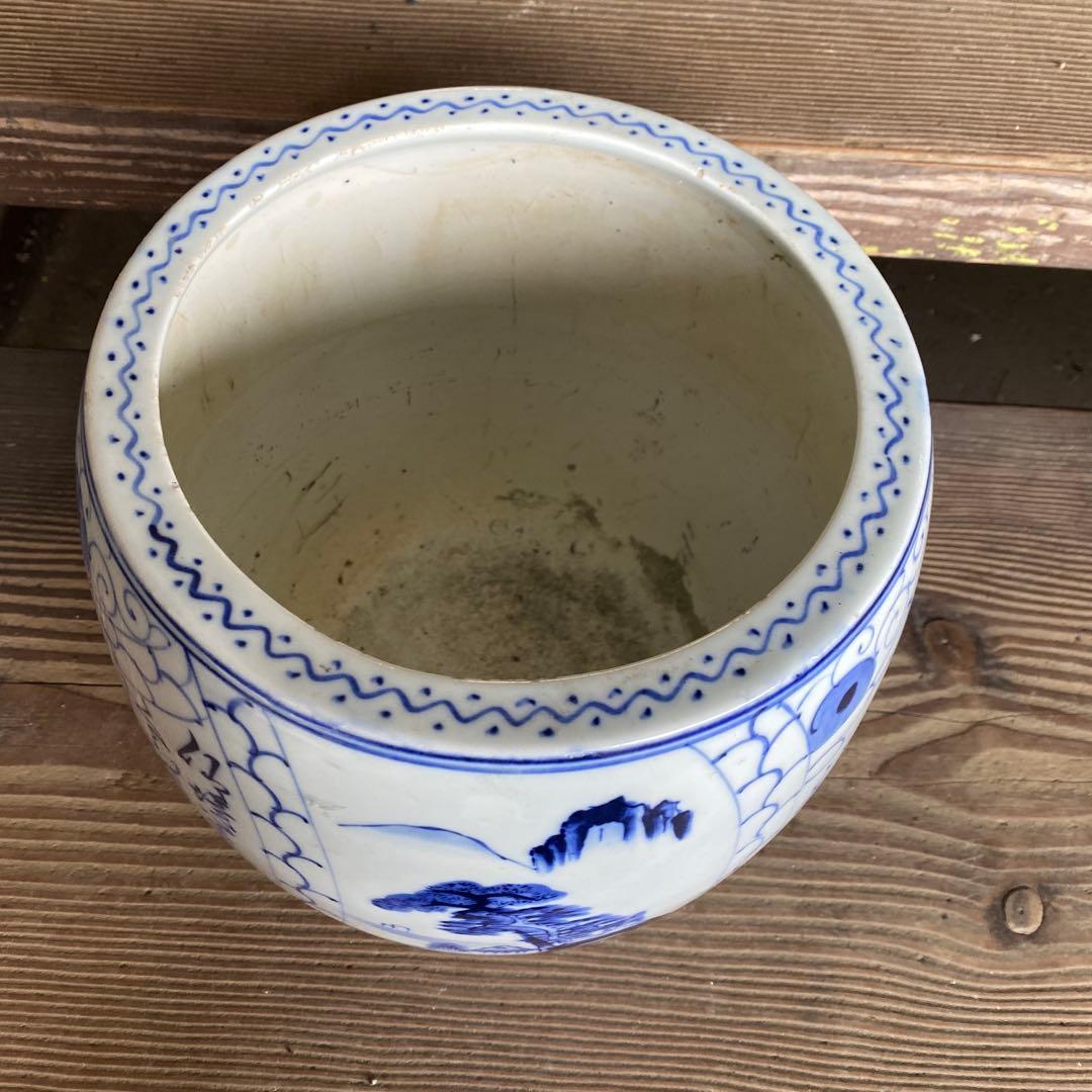 値下げ 古道具 染め付け 山水図 陶器 瀬戸焼 火鉢 - メルカリ