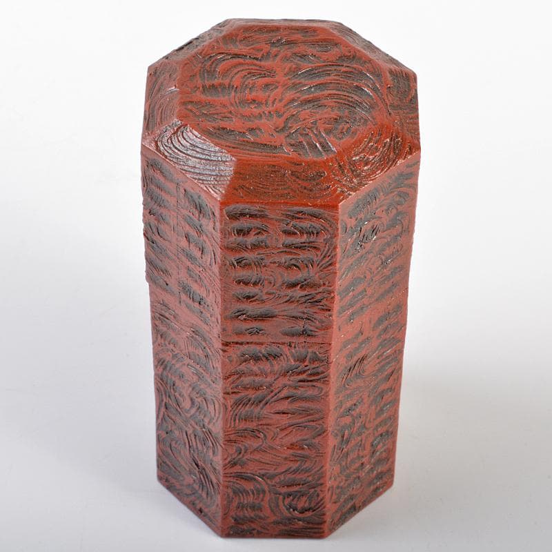 山中塗　塗師　前端峰春作　錆塗八角莨入　煙草入　共布共箱　V　R6369