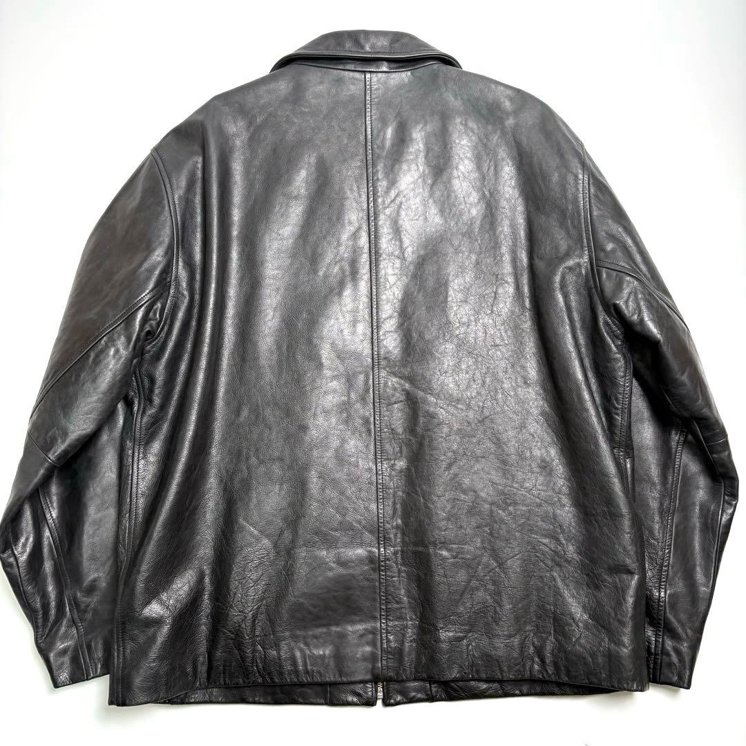 牛革】GAP レザージャケット 黒 XL 本革 フルジップ ブラック