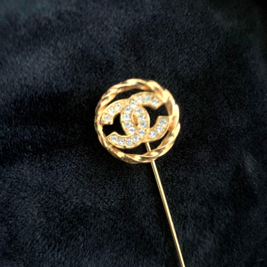 CHANEL ヴィンテージ シャネル ピンブローチ ラインストーン ココマーク