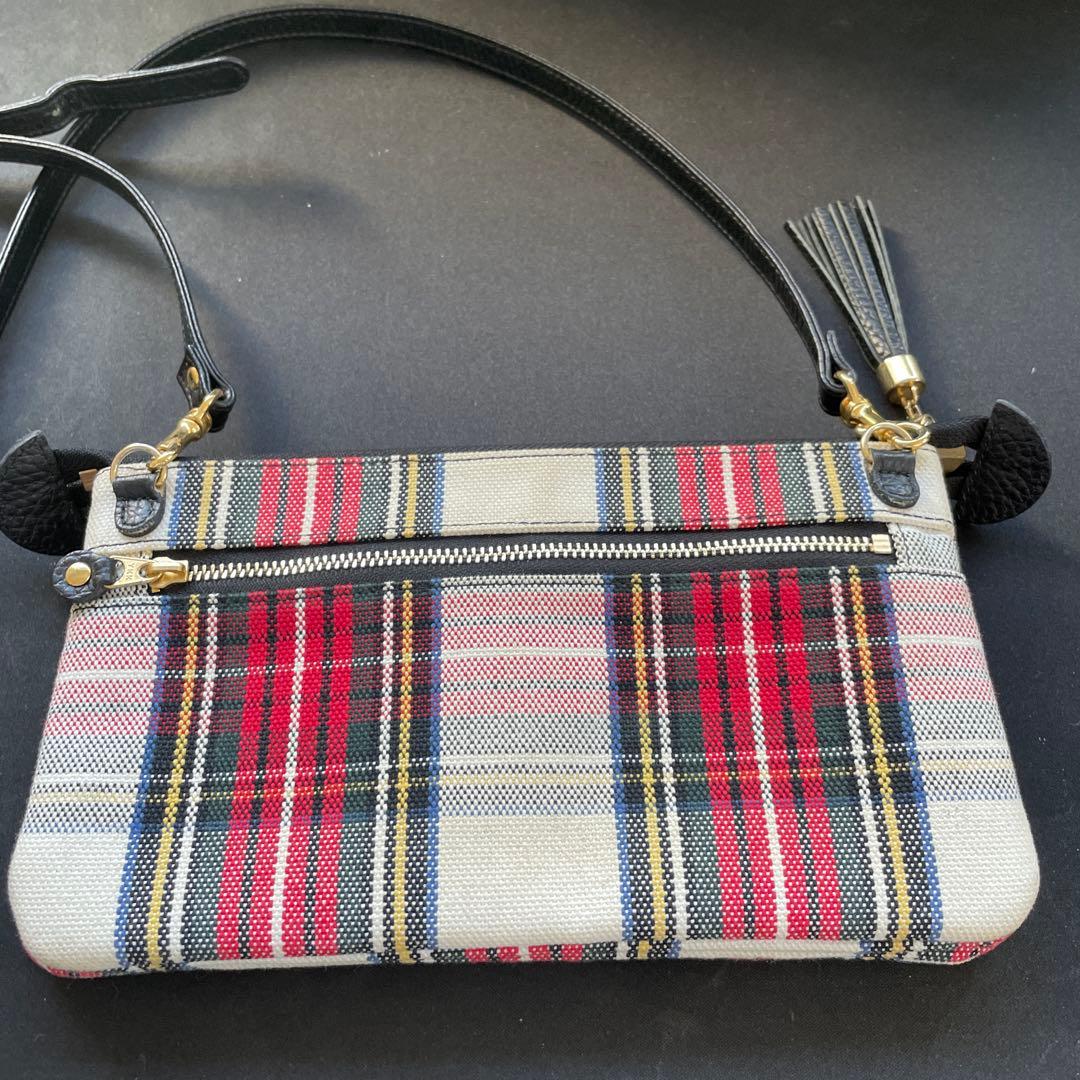 ATAO 未使用 ブーブー チェック柄 ショルダー ポシェット バッグ 財布