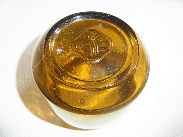 ◇希少 美品 大正1920年代◇資生堂 初期 茶色吹きガラスクリーム瓶