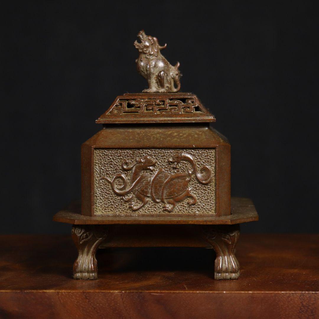 浮彫方香炉 透かし彫り四大神獣炉 獣蓋三体炉 浄化炉
