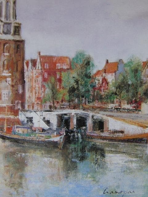 マルセル・クラモアザン、「アムステルダムの塔」、希少な額装用画集より