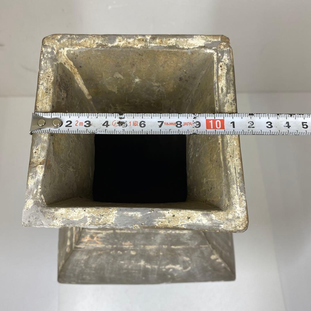 中国漢時代 灰陶加彩方壷 共箱 高さ43㎝ タカサニ