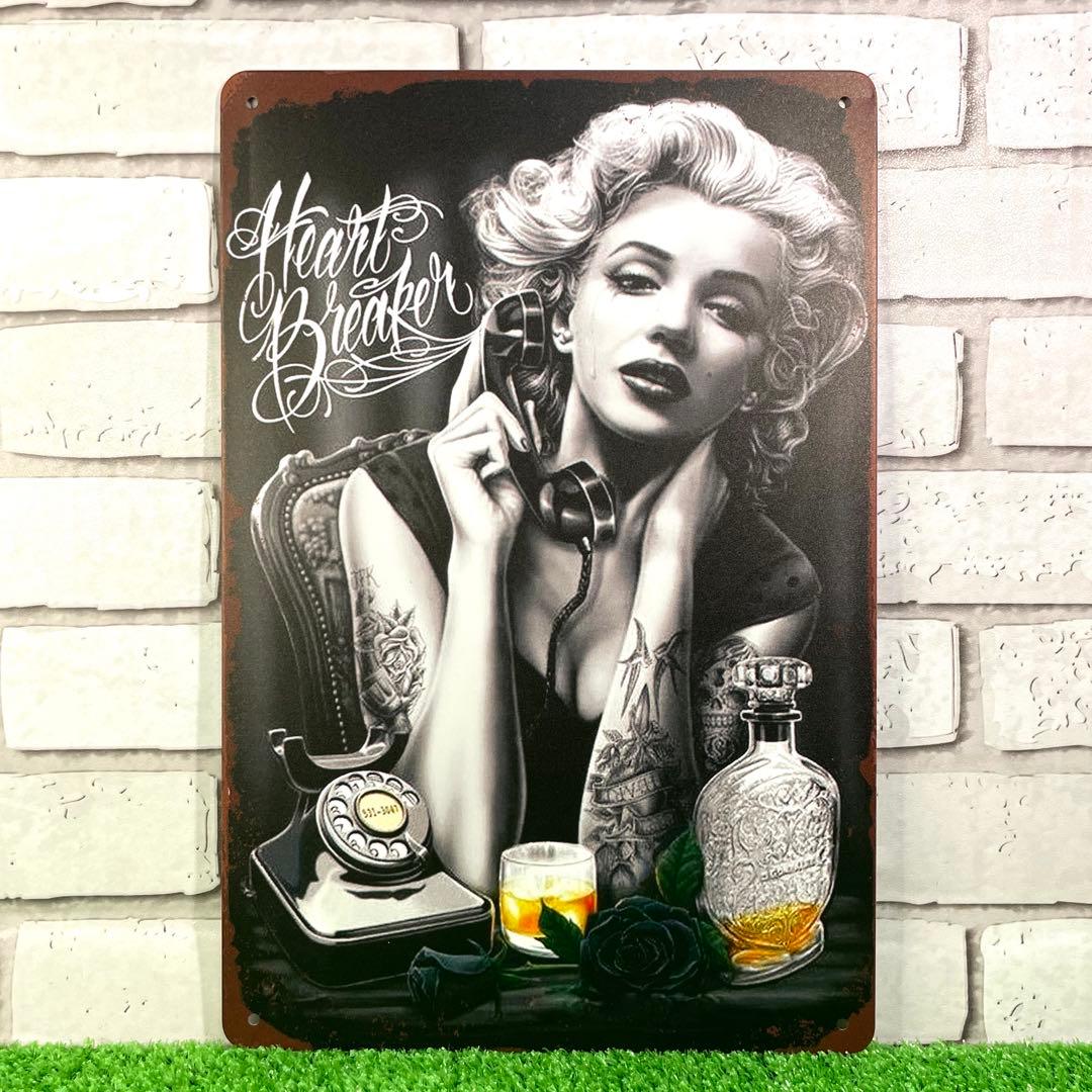 激レアマリリンモンローアメリカン雑貨 ブリキ 温度計 看板