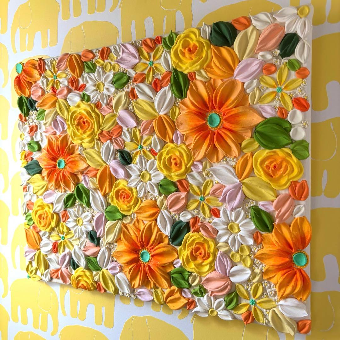 テクスチャーアート アート オーダー 受注 インテリア 花 現代アート 油絵