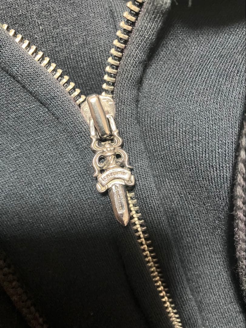 クロムハーツ　ダガージップサーマルライナージップアップスウェットパーカー 黒