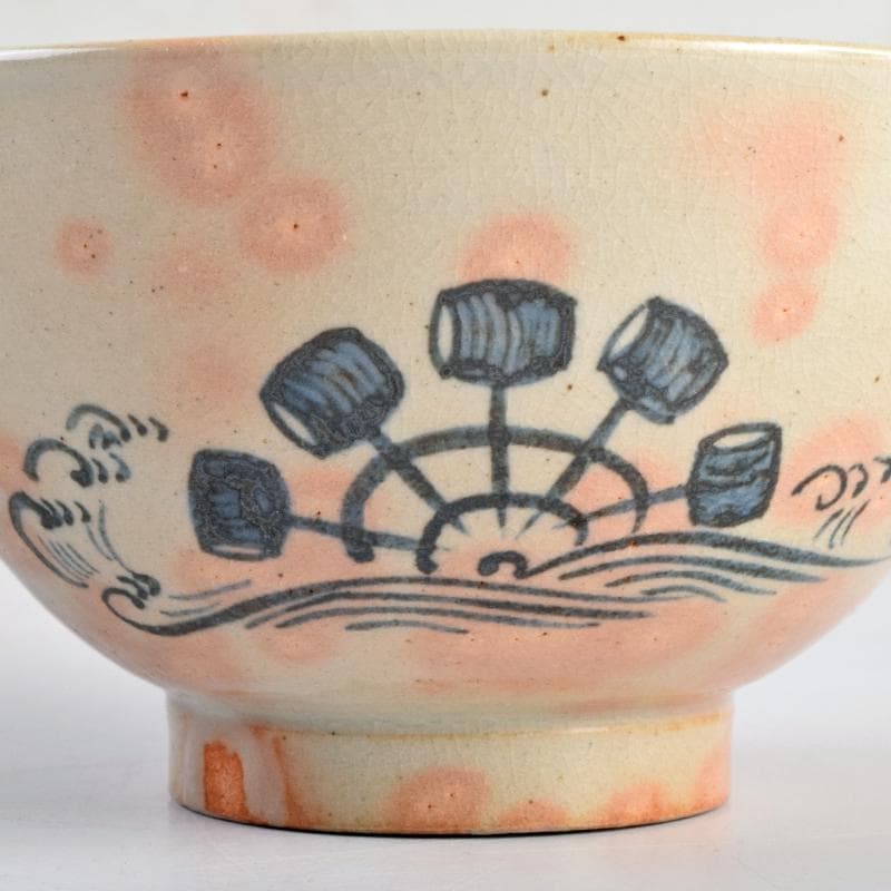 和食器 萬古焼 八幡窯 水車文 数茶碗 十四客 共箱 M