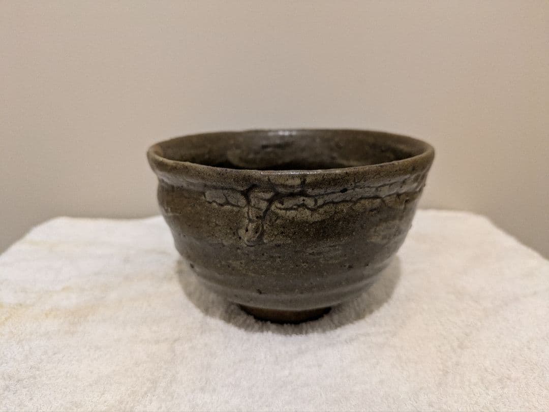 江戸時代 古唐津 三日月高台 茶碗 金直し 時代箱 唐津 時代物