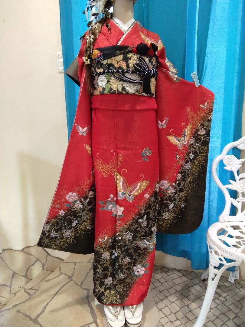 振袖フルセット、正絹振袖、成人式、重ね衿、帯揚げ帯締め、西陣袋帯