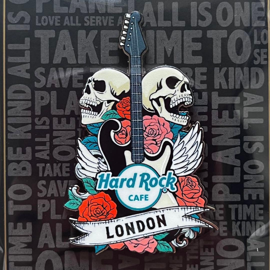海外店舗限定 】 HardRockCafeスカルローズギターピンバッジロンドン