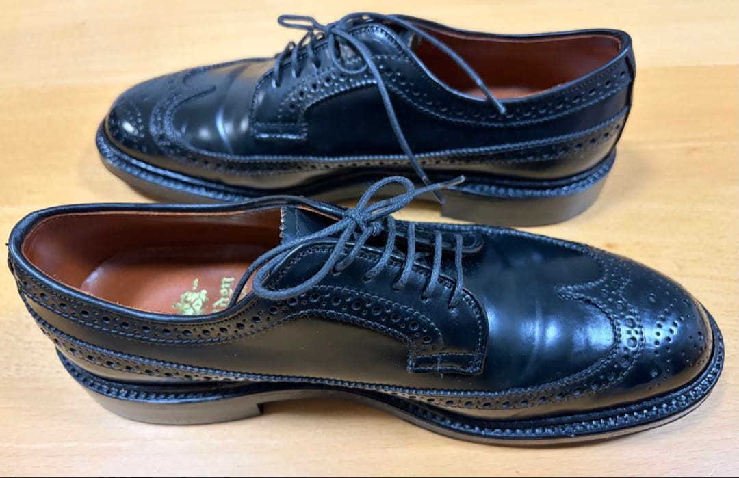 オールデン 975 ロングウィングチップ ブラック コードバン 7 B/D