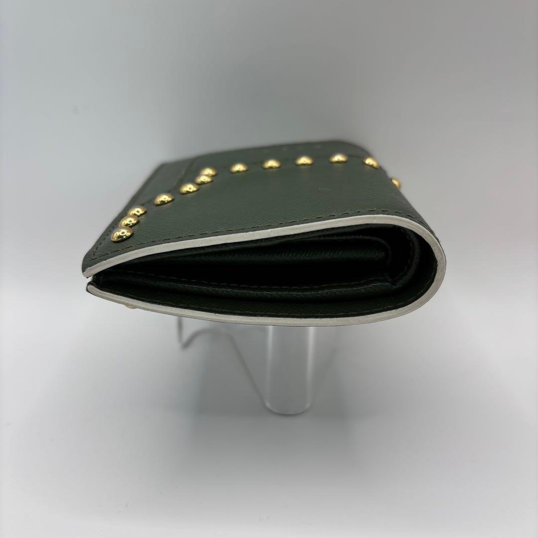 MARNI 二つ折り財布　スタッズ　グリーン　コンパクトウォレット　財布　緑