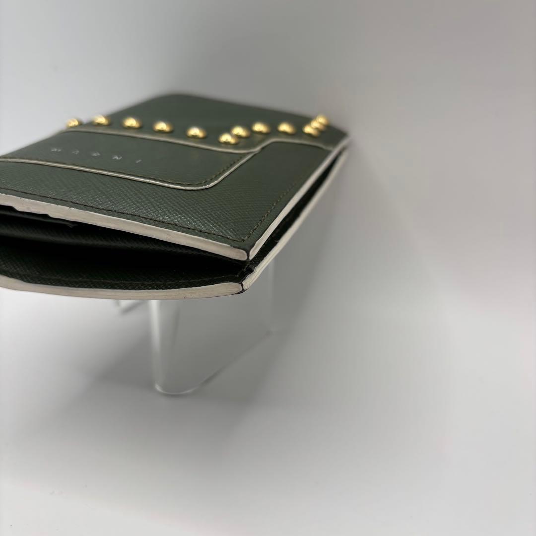 MARNI 二つ折り財布　スタッズ　グリーン　コンパクトウォレット　財布　緑