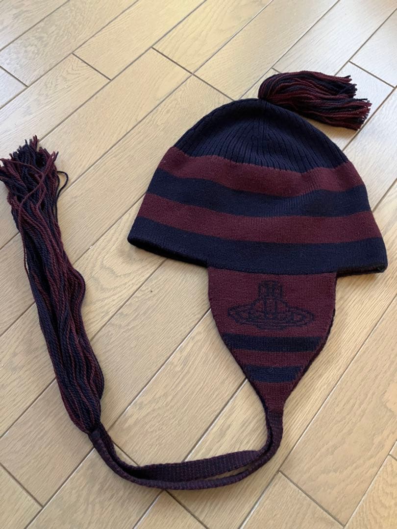 新品正規品 ヴィヴィアンウエストウッド 耳あて付ニット帽 ORBフラップ