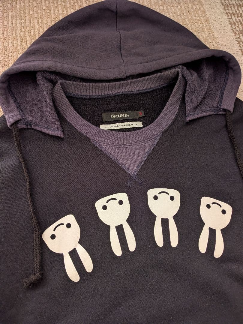CUNE 後付けパーカー L 日本製 キューン ウサギ メンズ レディース