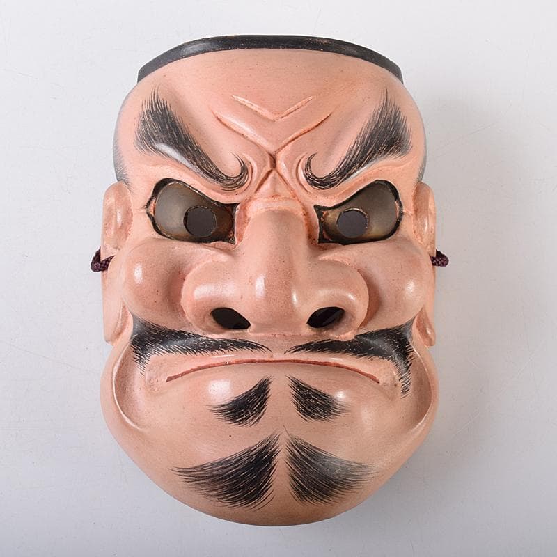 能面 能楽 雅楽 木彫 小べし見 時代箱付 M R8711