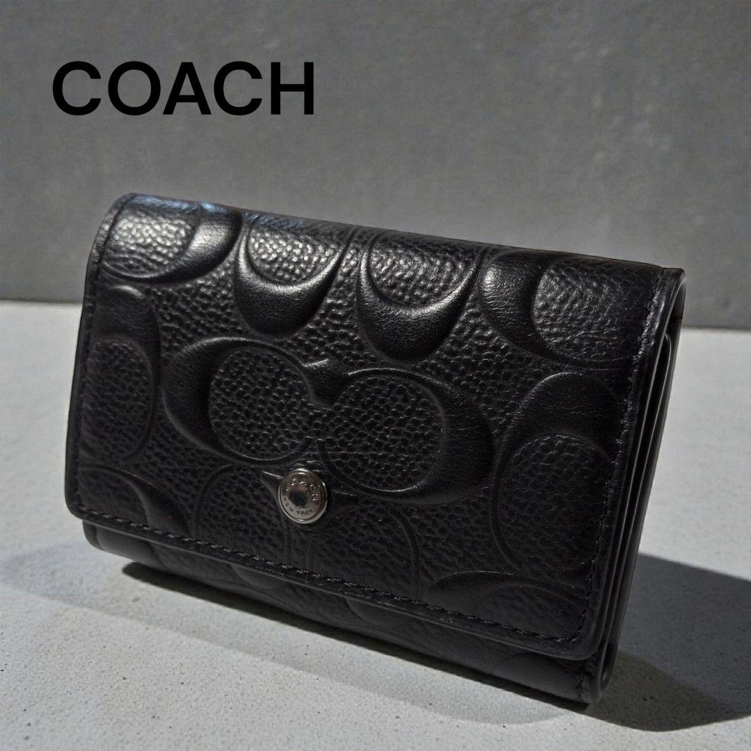 COACH コーチ キーケース ブラックレザー エンボス加工 - メルカリ