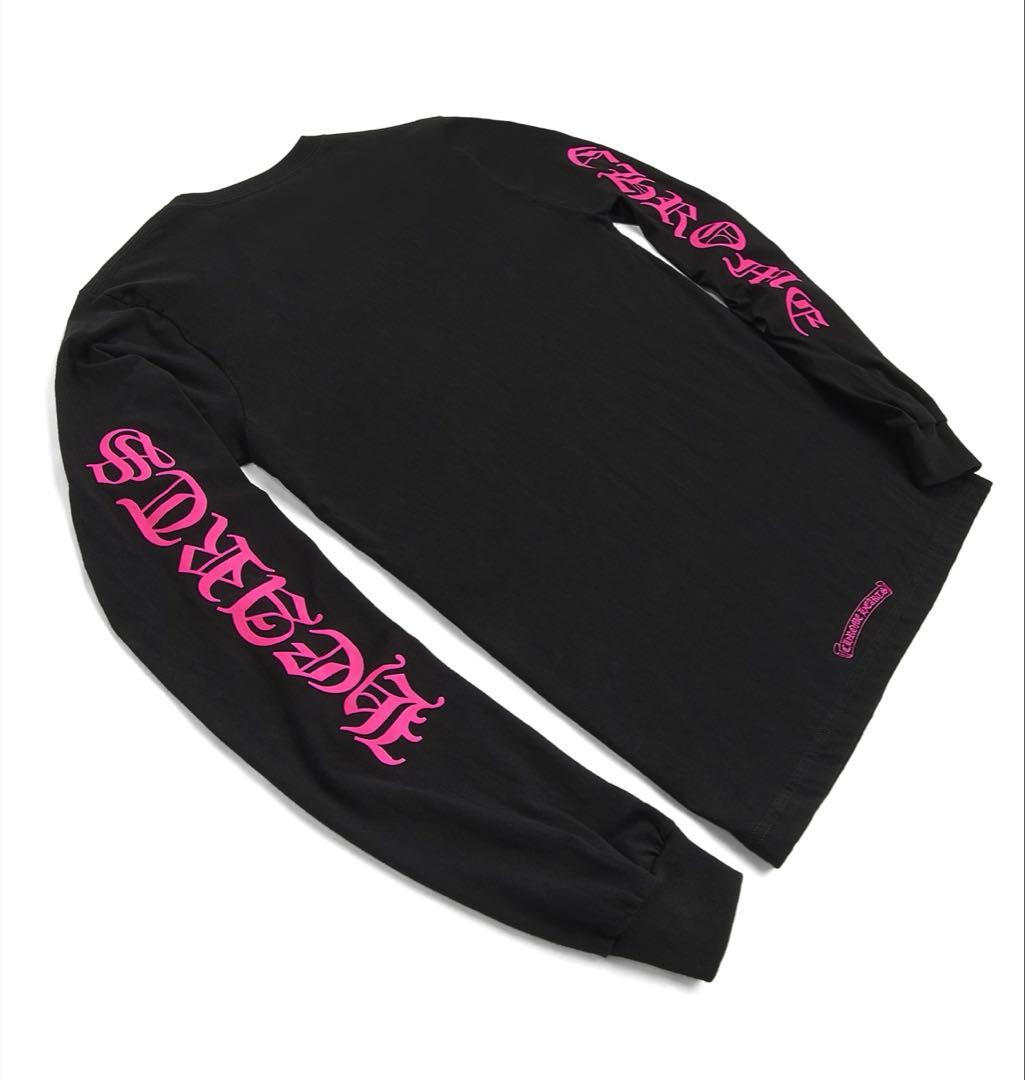 CHROME HEARTS 長袖ロンTブラック ピンク ロゴプリント Mサイズ