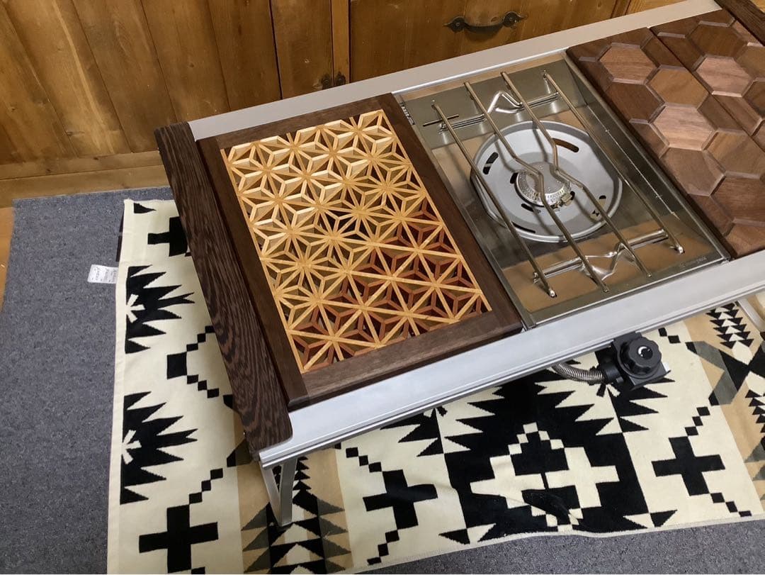 IGT天板　1ユニット　三脚用テーブル　組子細工ヘキサゴン123 IGT天板 1ユニット 三脚用テーブル 組子細工ヘキサゴン123 三脚テーブル天