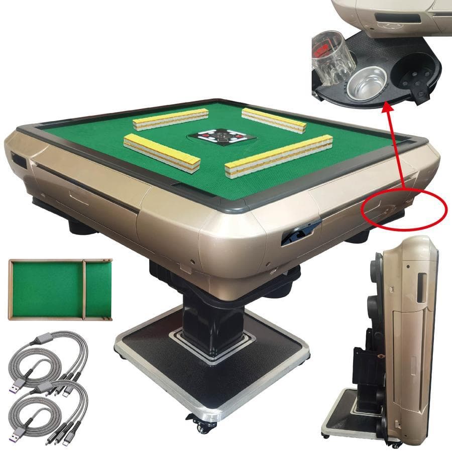 全自動 麻雀卓 家庭用 静音式 折り畳み式 キャスター付き（ゴールド：28mm）