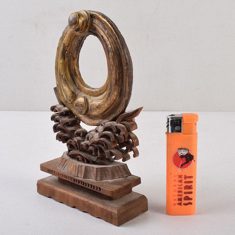 仏教美術 古銅鍍金 絡子環 環 置物 縁起物 唐木台座付 C R9219