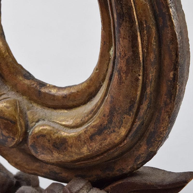 仏教美術 古銅鍍金 絡子環 環 置物 縁起物 唐木台座付 C R9219 仏教