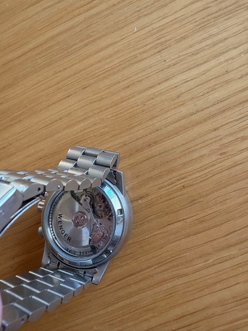 【美品】WENGER 腕時計 クロノグラフ　黒文字盤 78229 自動巻き