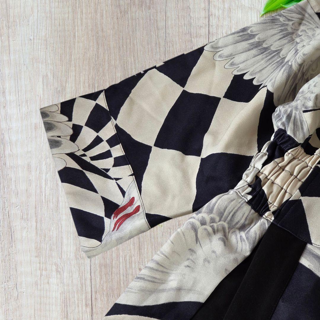 重宗玉緒 コラボ ワンピース 着物 鳩 冬 和装 和服 カジュアル 現代