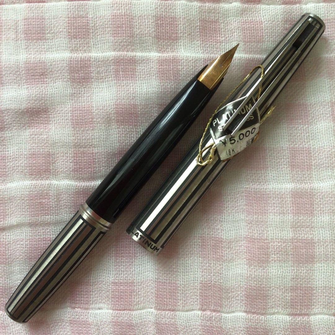 プラチナ 18K 18金 万年筆 ショート 蝕刻 食刻 黒 細字 廃盤 - メルカリ