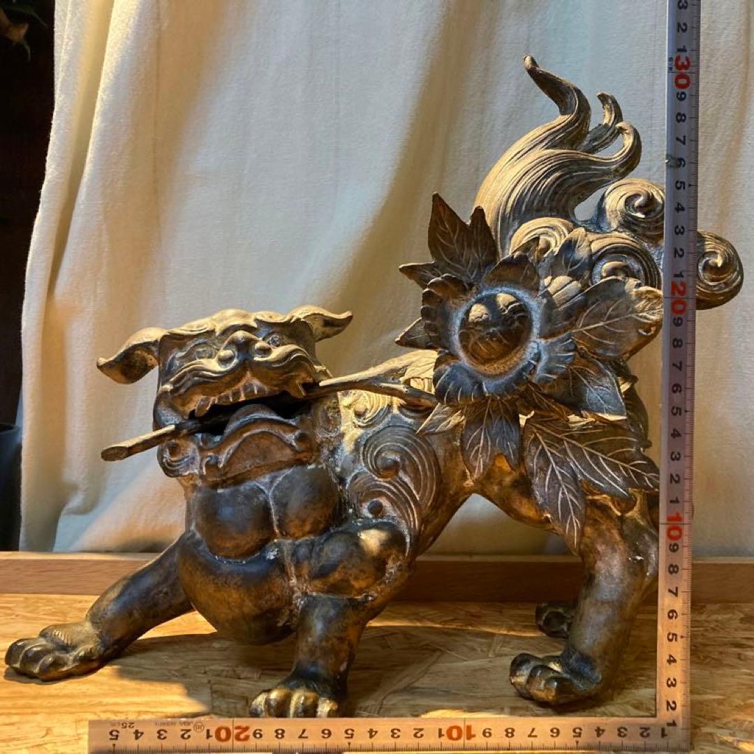 唐獅子 牡丹 置物 金属製 工場 直営 店