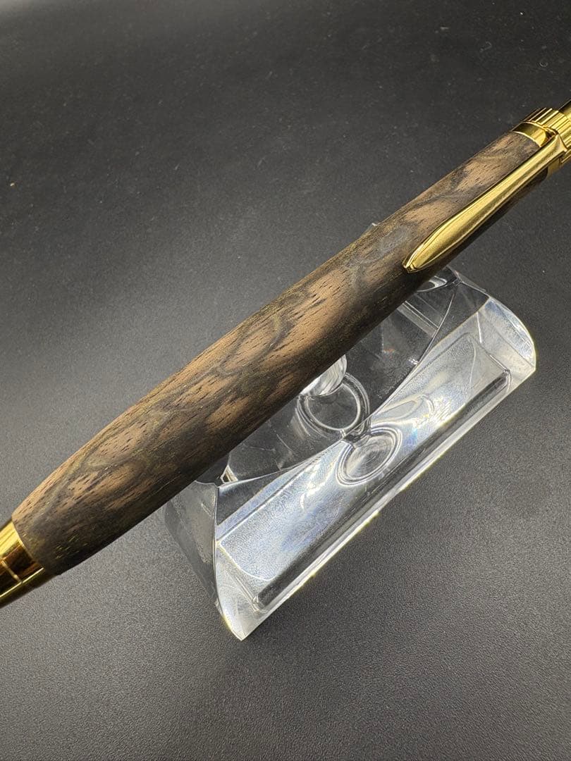 535超極上　黒柿　孔雀杢　木軸シャーペン　ボールペン