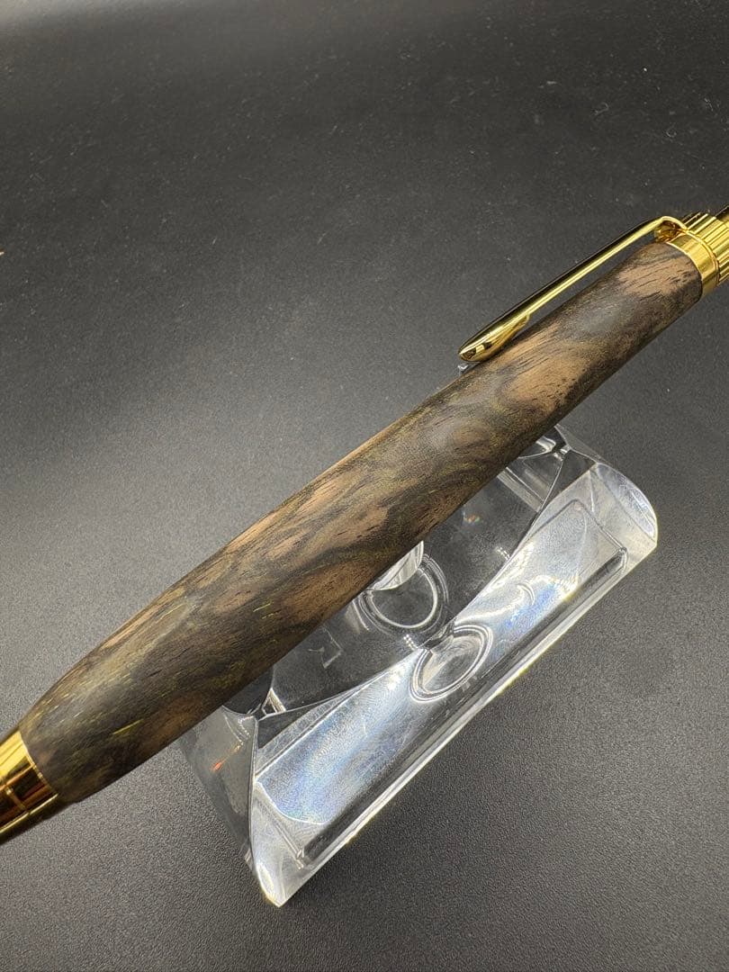 535超極上　黒柿　孔雀杢　木軸シャーペン　ボールペン