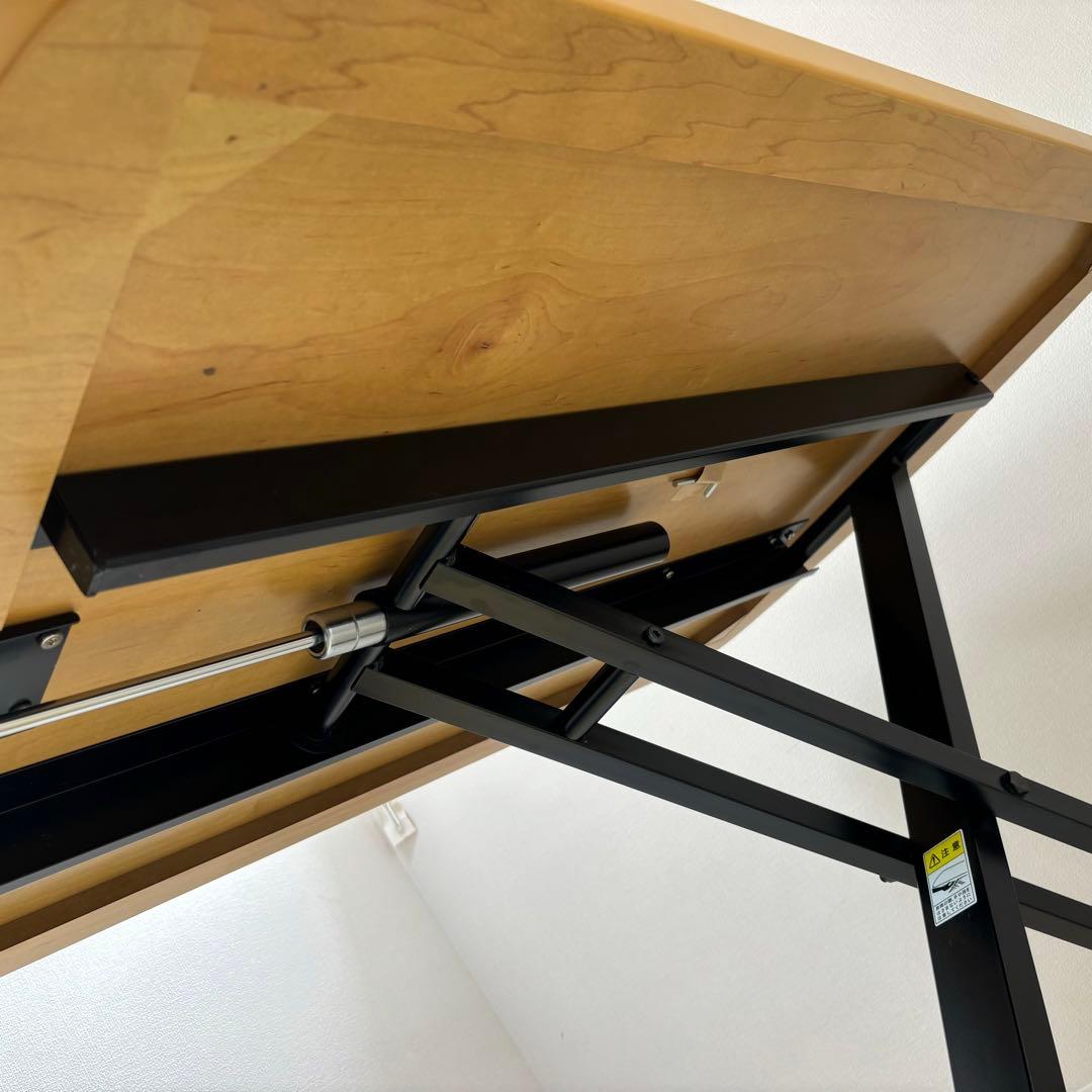 【花ちゃん】昇降式テーブル ダイニングテーブル 高さ調整可能 メープル