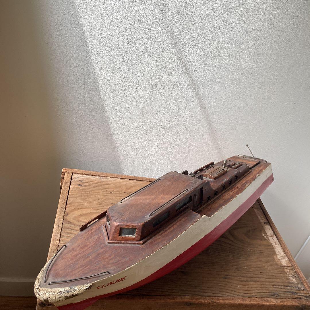 フランス製1940-50年代ハンドメイドビンテージシップボート 船 模型