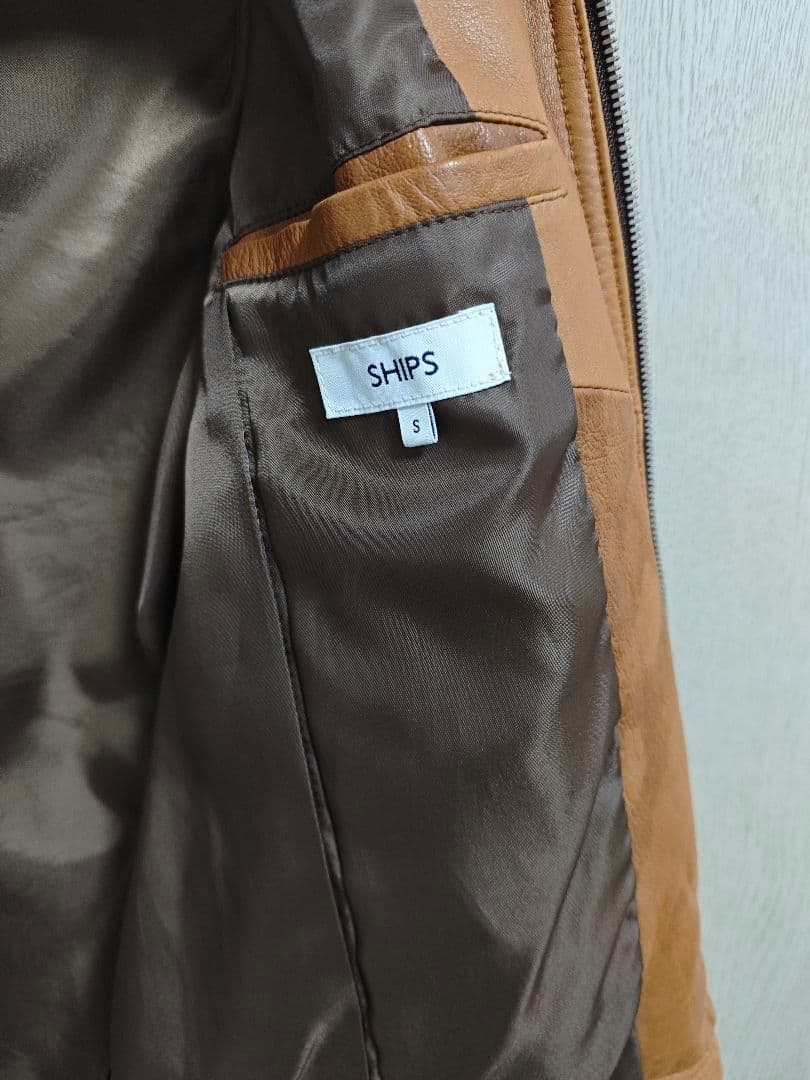 SHIPS シングルライダースジャケット S キャメル ships ジャケット