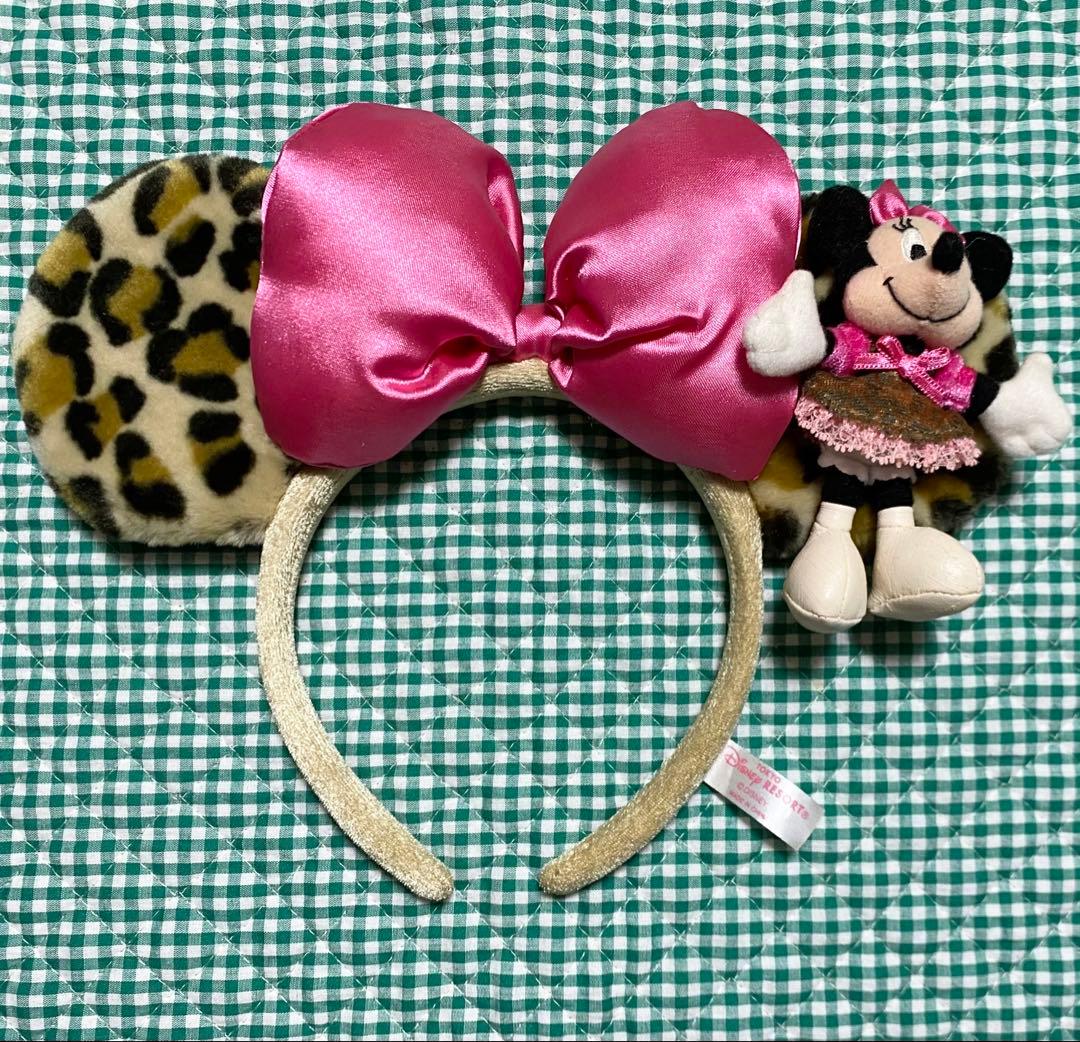 ピンク ヒョウ柄 リボンカチューシャ ミニー 平成 ディズニー ミニー